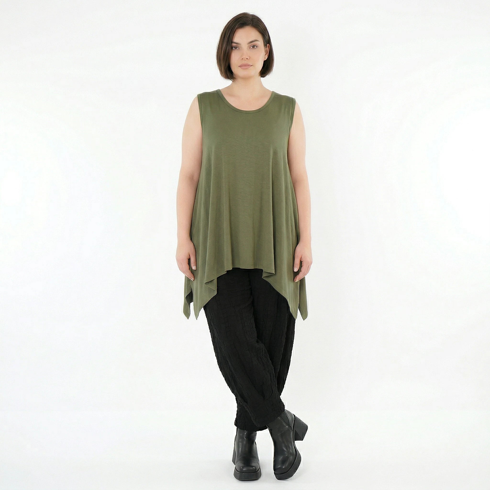 A-Form Top von AKH Fashion aus Viskose, 1531.03071, Olive, Ausgefallen, Zeitlos, Schick