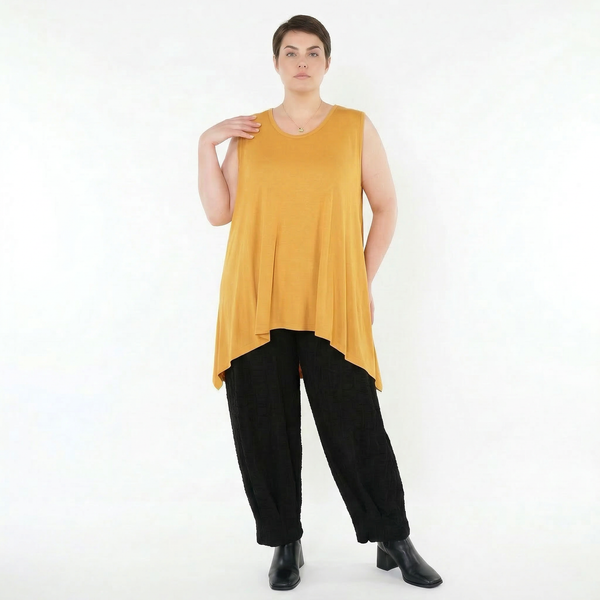 A-Form Top von AKH Fashion aus Viskose, 1531.03071, Senf, Ausgefallen, Zeitlos, Schick