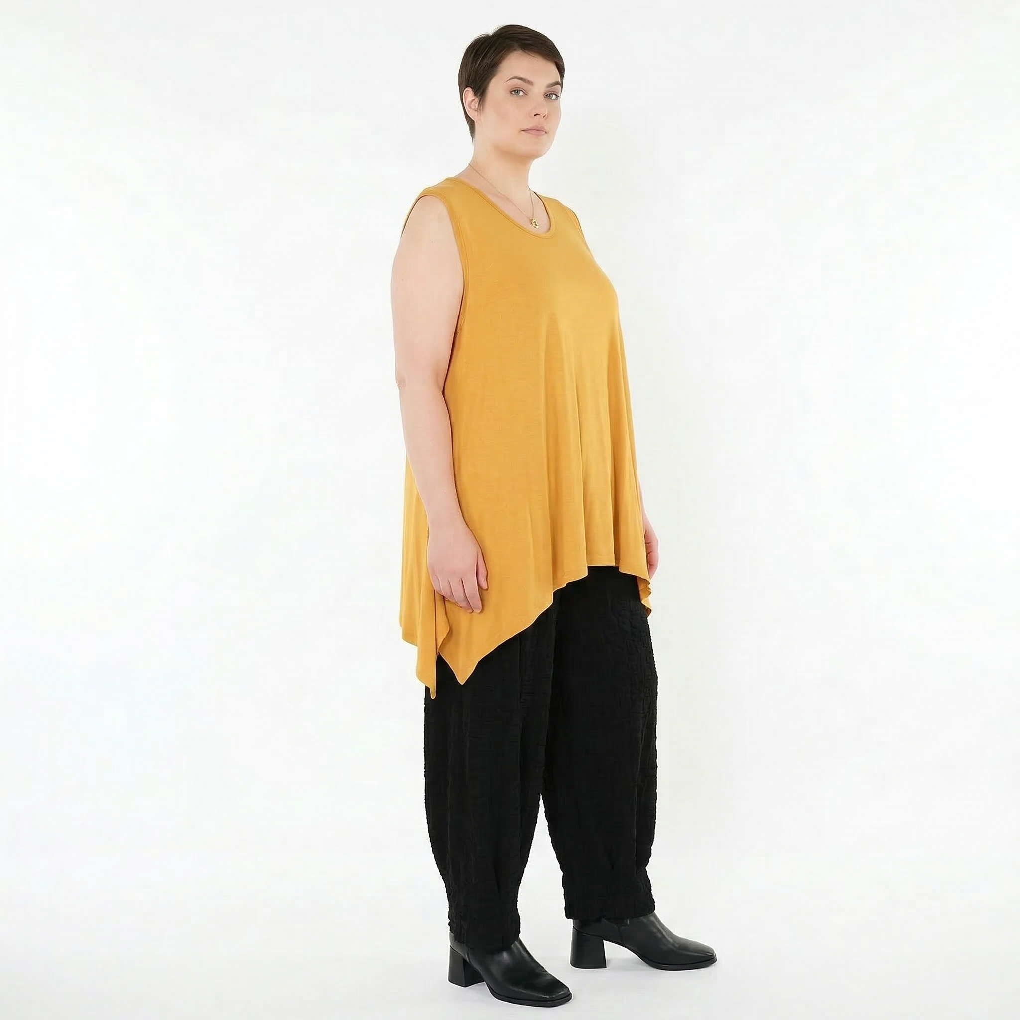 A-Form Top von AKH Fashion aus Viskose, 1531.03071, Senf, Ausgefallen, Zeitlos, Schick