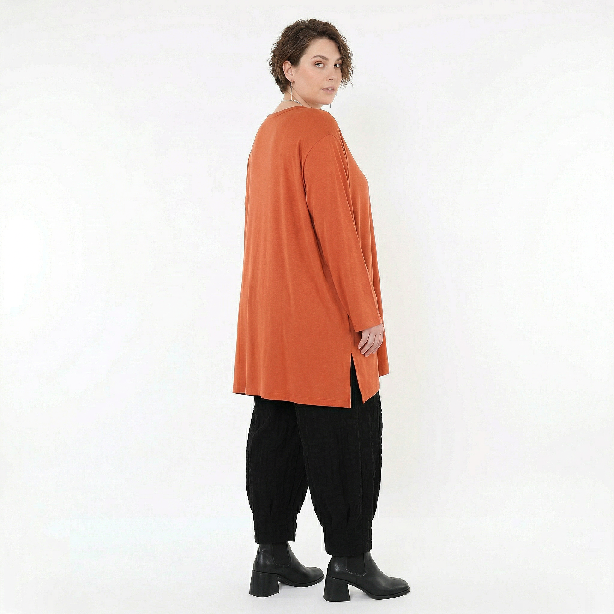 AKH Fashion Bigshirt in gerader Form, aus Viskose, 1531.07054, Rost, Ausgefallen, Zeitlos
