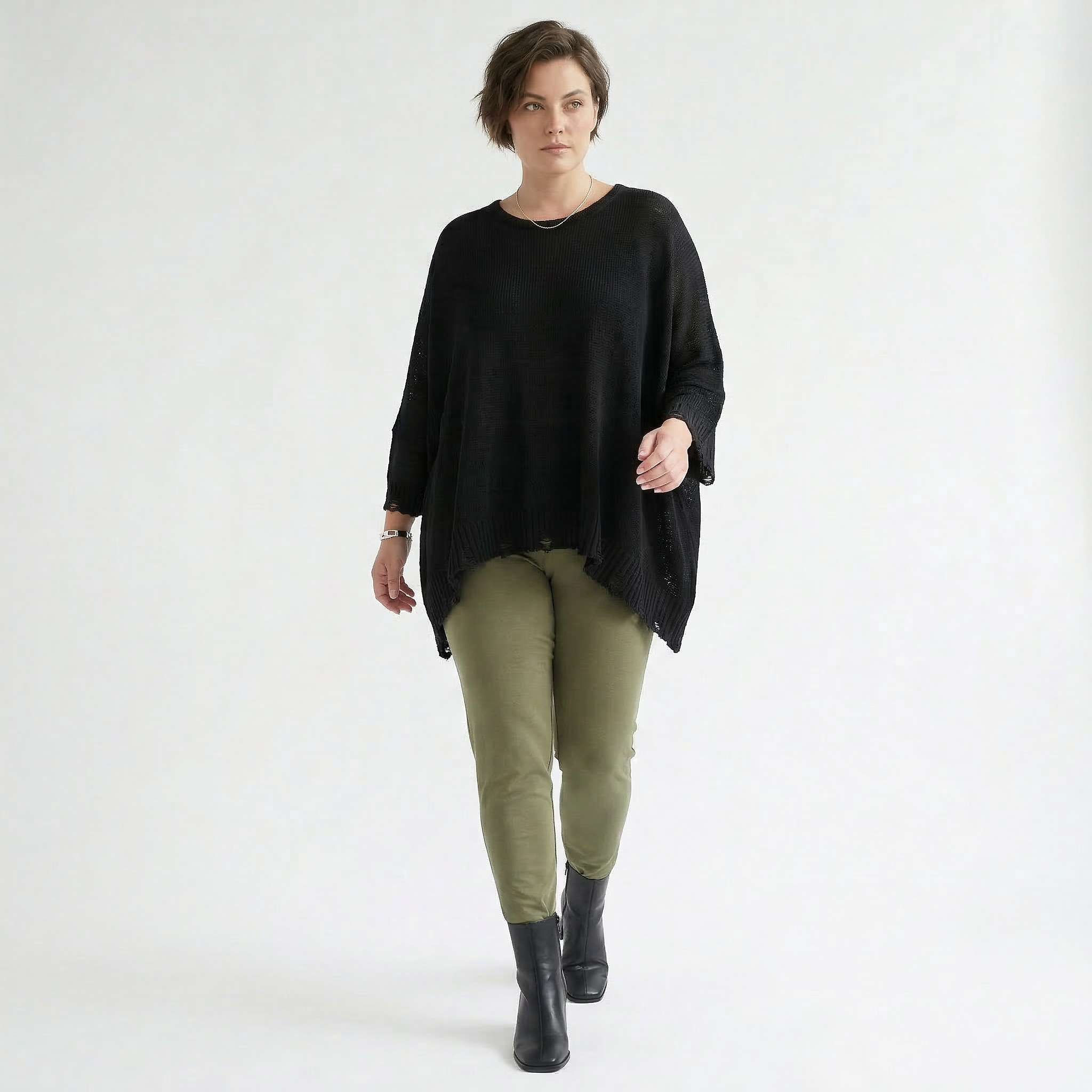 AKH Fashion Leggings in gerader Form, aus Viskose, 1531.0P100, Olive, Ausgefallen, Zeitlos
