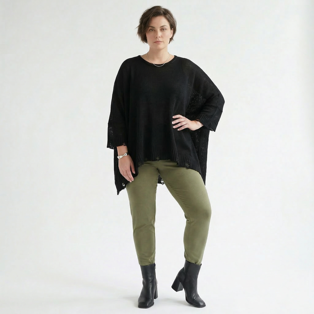 AKH Fashion Leggings in gerader Form, aus Viskose, 1531.0P100, Olive, Ausgefallen, Zeitlos