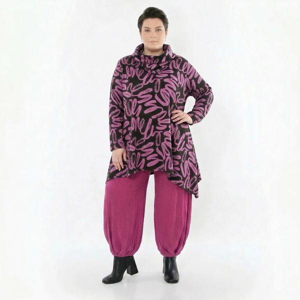 A-Form Shirt von AKH Fashion aus Materialmix, 1529.03371, Schwarz/Fuchsia, Kringel, Schick