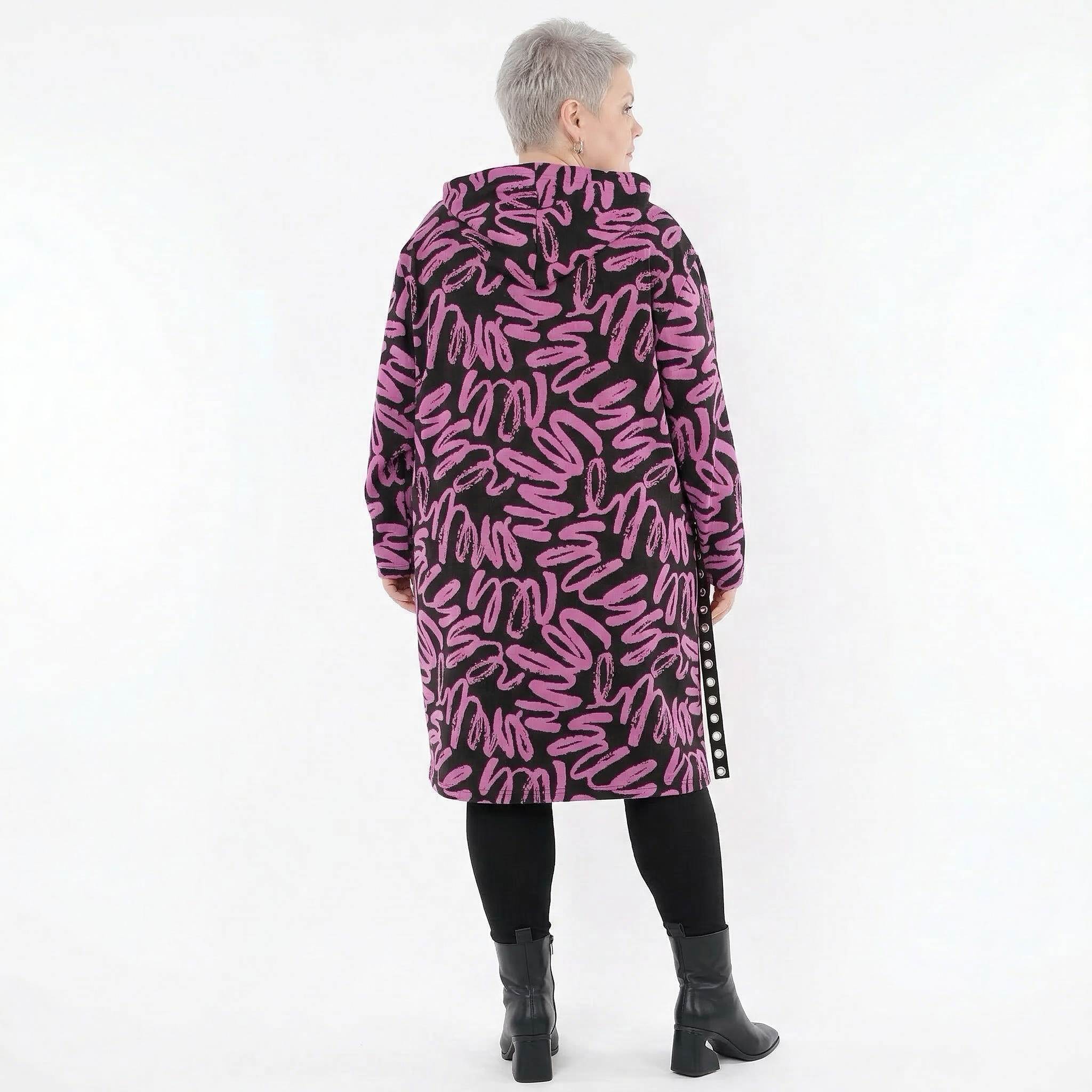 A-Form Kleid von AKH Fashion aus Materialmix, 1529.06989, Schwarz/Fuchsia, Kringel, Schick