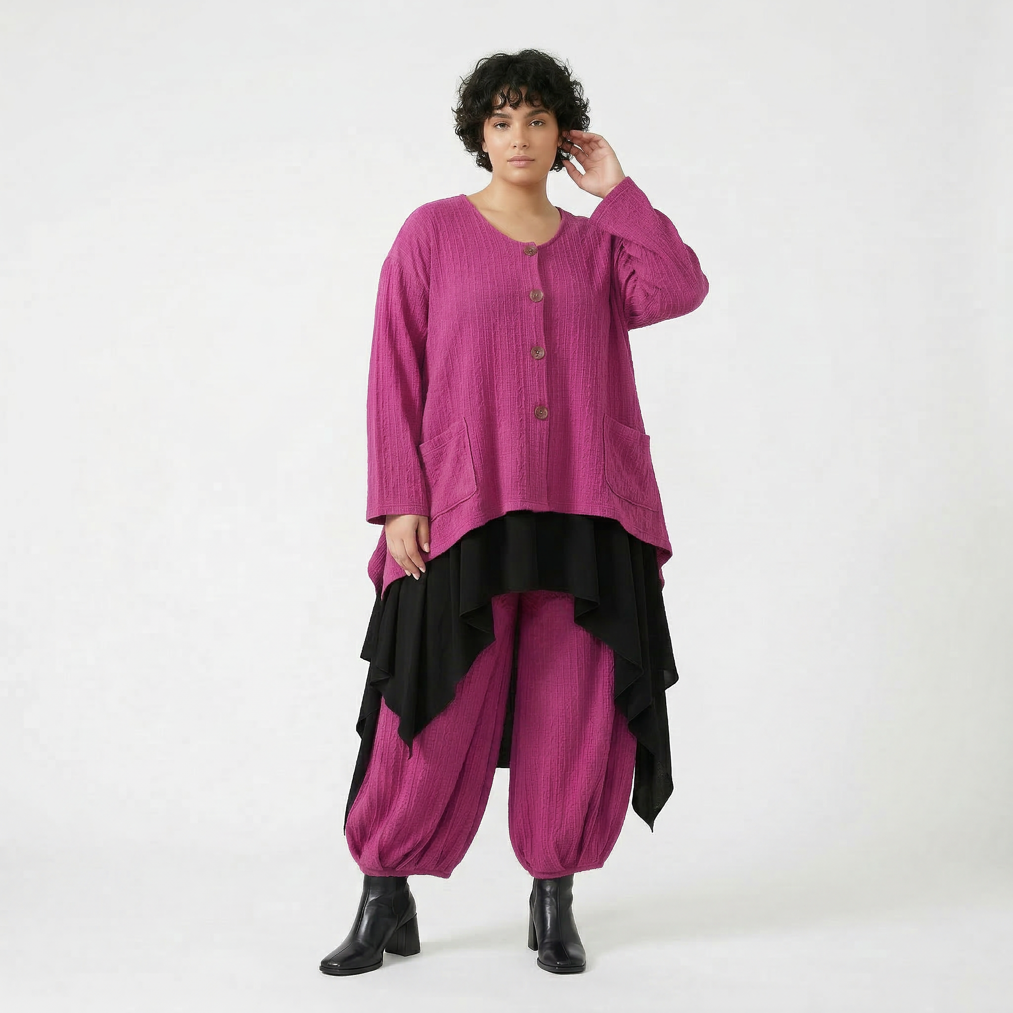 A-Form Jacke von AKH Fashion aus Materialmix, 1532.00118, Fuchsia, Wellen, Ausgefallen
