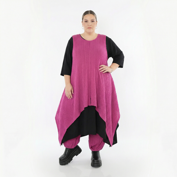 Zipfel Kleid von AKH Fashion aus Materialmix, 1532.03067, Fuchsia, Wellen, Ausgefallen