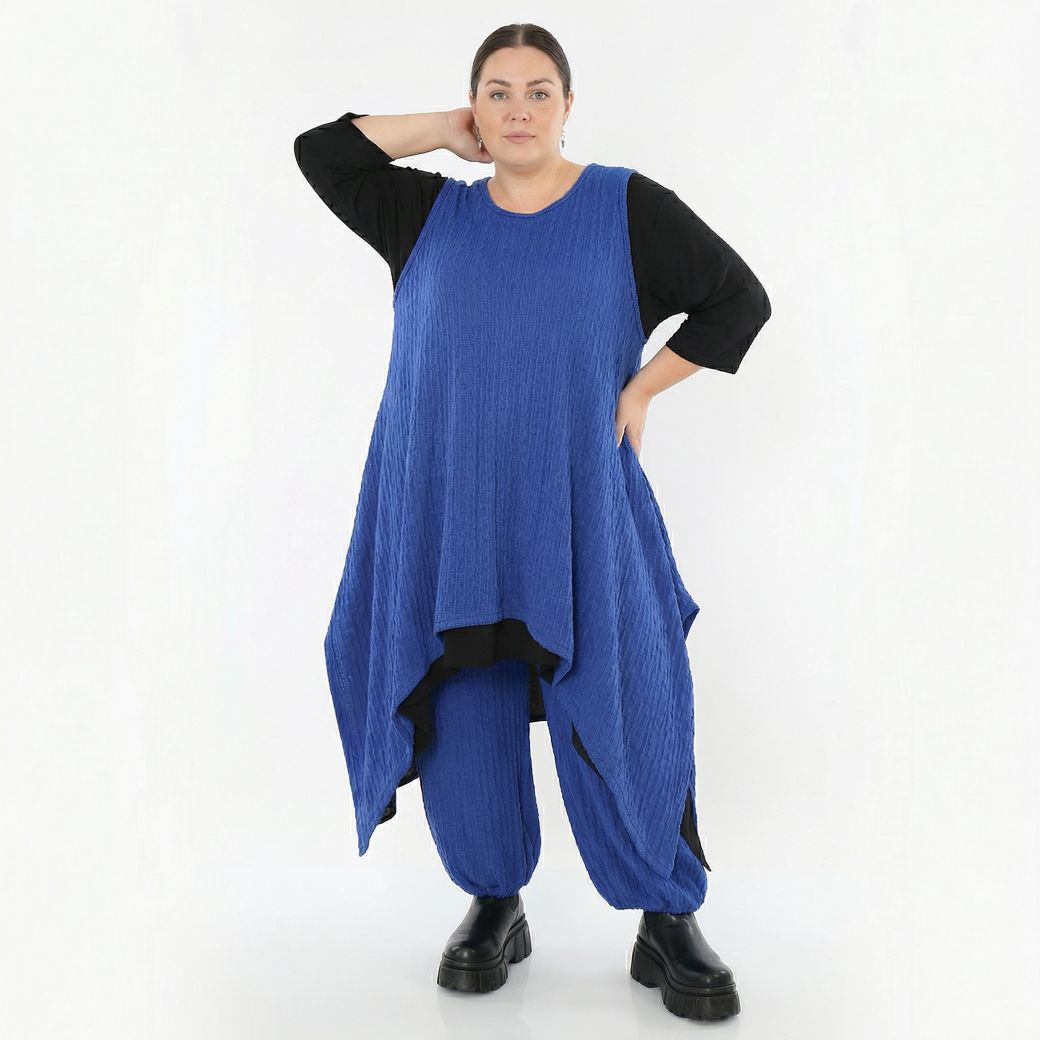 Zipfel Kleid von AKH Fashion aus Materialmix, 1532.03067, Royalblau, Wellen, Ausgefallen