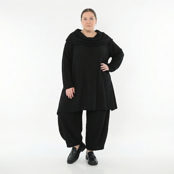 Ballonhose von AKH Fashion aus Materialmix, 1532.05920, Schwarz, Wellen, Ausgefallen