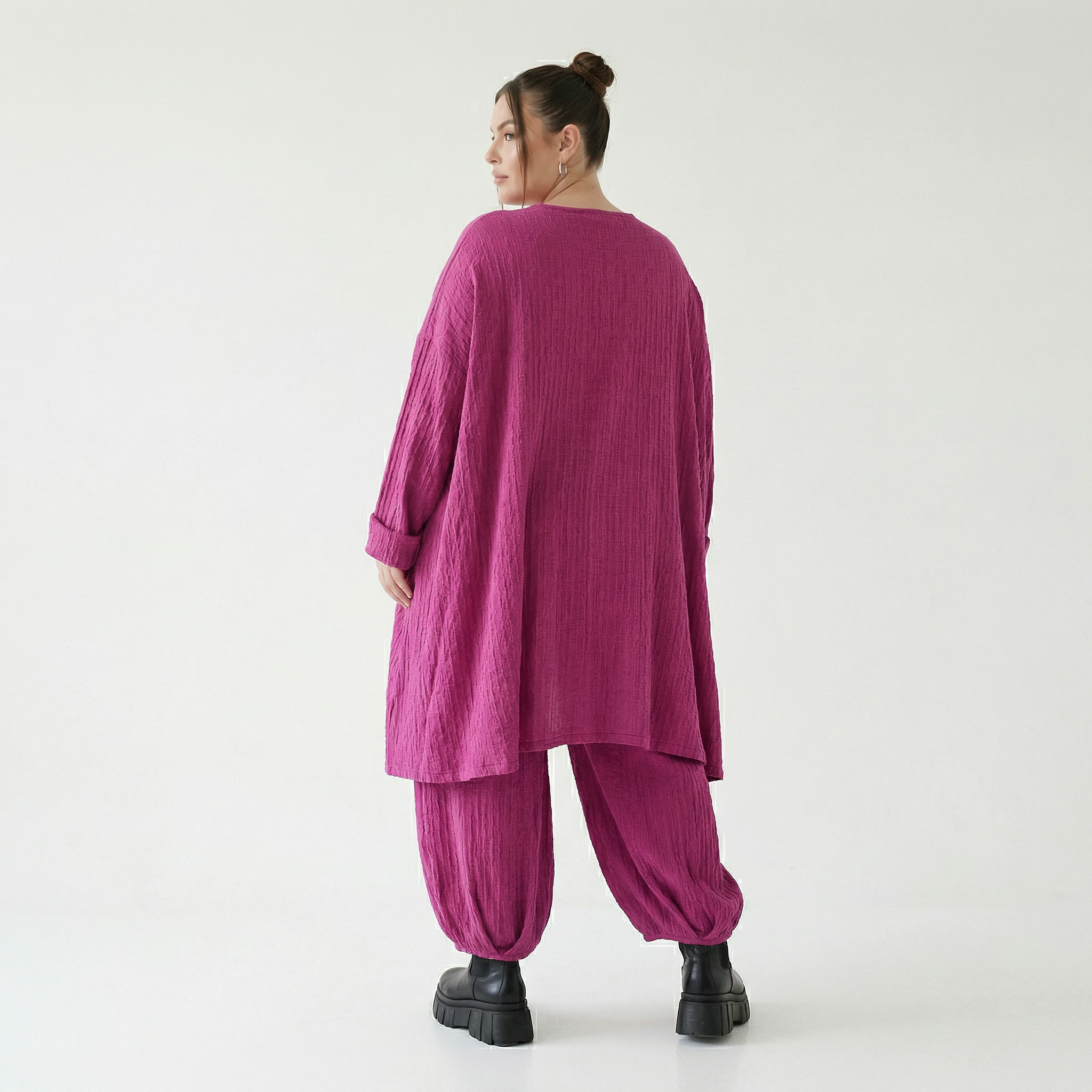 Ballonhose von AKH Fashion aus Materialmix, 1532.05920, Fuchsia, Wellen, Ausgefallen