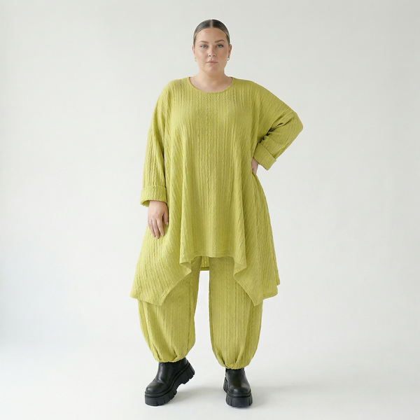 A-Form Bigshirt von AKH Fashion aus Materialmix, 1532.07014, Lime, Wellen, Ausgefallen
