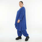 Royalblaue Ballonhose aus Feinstrick mit Ajourmuster Wellenstruktur weich und stretchig