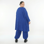 Royalblaue Ballonhose aus Feinstrick mit Ajourmuster Wellenstruktur weich und stretchig