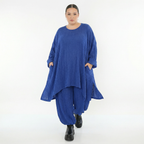 Royalblaue Ballonhose aus Feinstrick mit Ajourmuster Wellenstruktur weich und stretchig