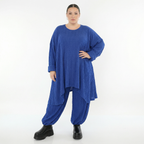 Royalblaue Ballonhose aus Feinstrick mit Ajourmuster Wellenstruktur weich und stretchig