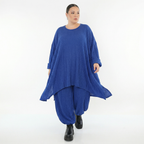 Royalblaue Ballonhose aus Feinstrick mit Ajourmuster Wellenstruktur weich und stretchig