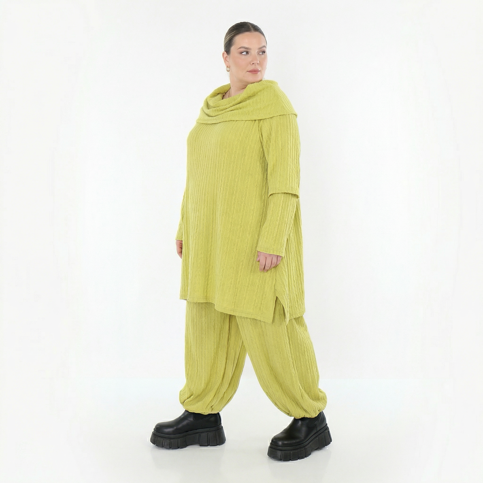 A-Form Bigshirt von AKH Fashion aus Materialmix, 1532.07145, Lime, Wellen, Ausgefallen