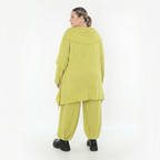 Lime Feinstrickshirt in A-Form mit Rollkragen Wellenmuster Ajournmuster und langen Ärmeln