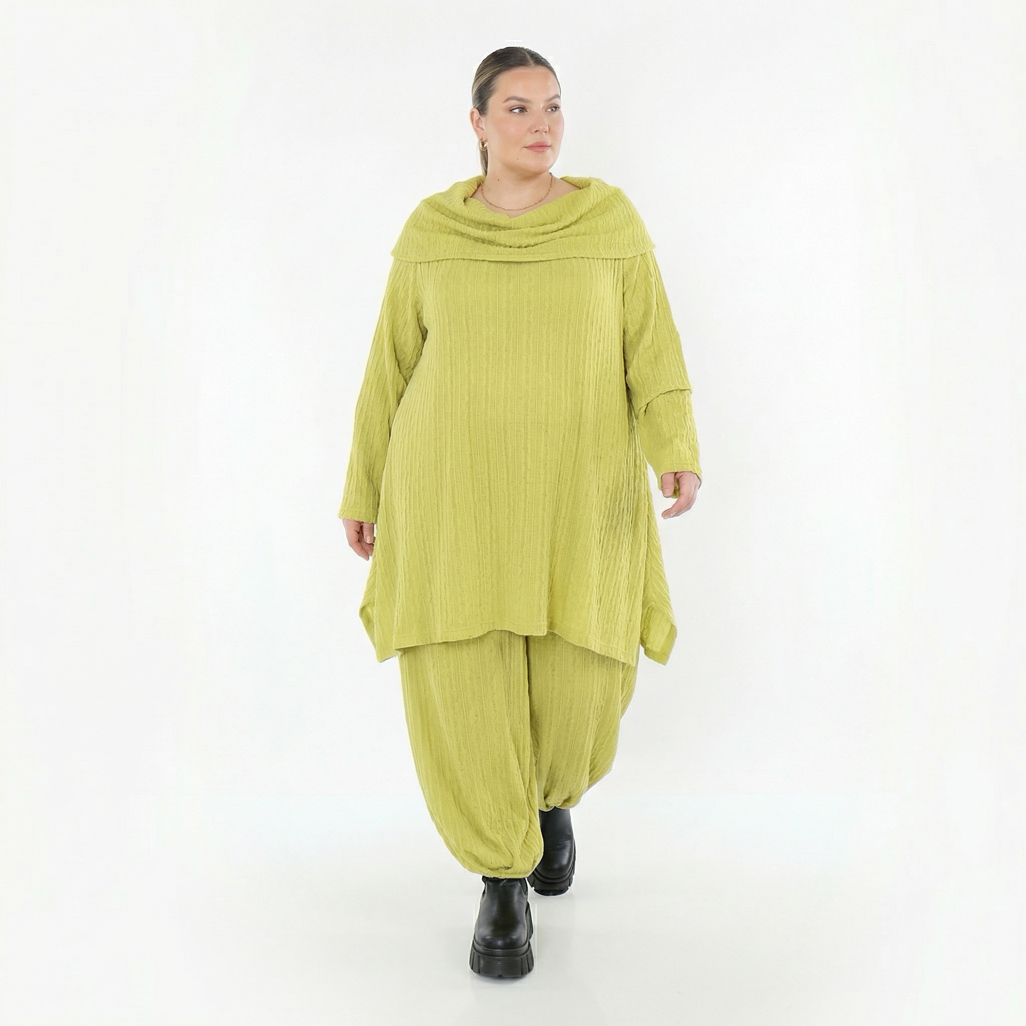 A-Form Bigshirt von AKH Fashion aus Materialmix, 1532.07145, Lime, Wellen, Ausgefallen