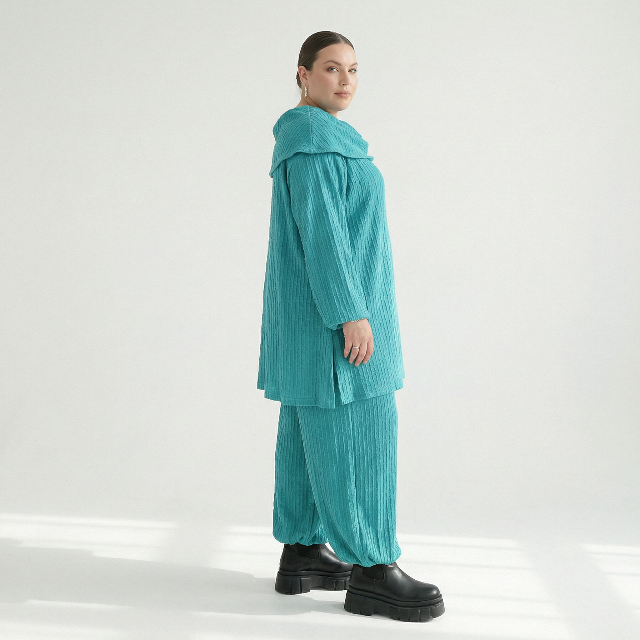 A-Form Bigshirt von AKH Fashion aus Materialmix, 1532.07145, PetrolBlau, Wellen, Ausgefallen