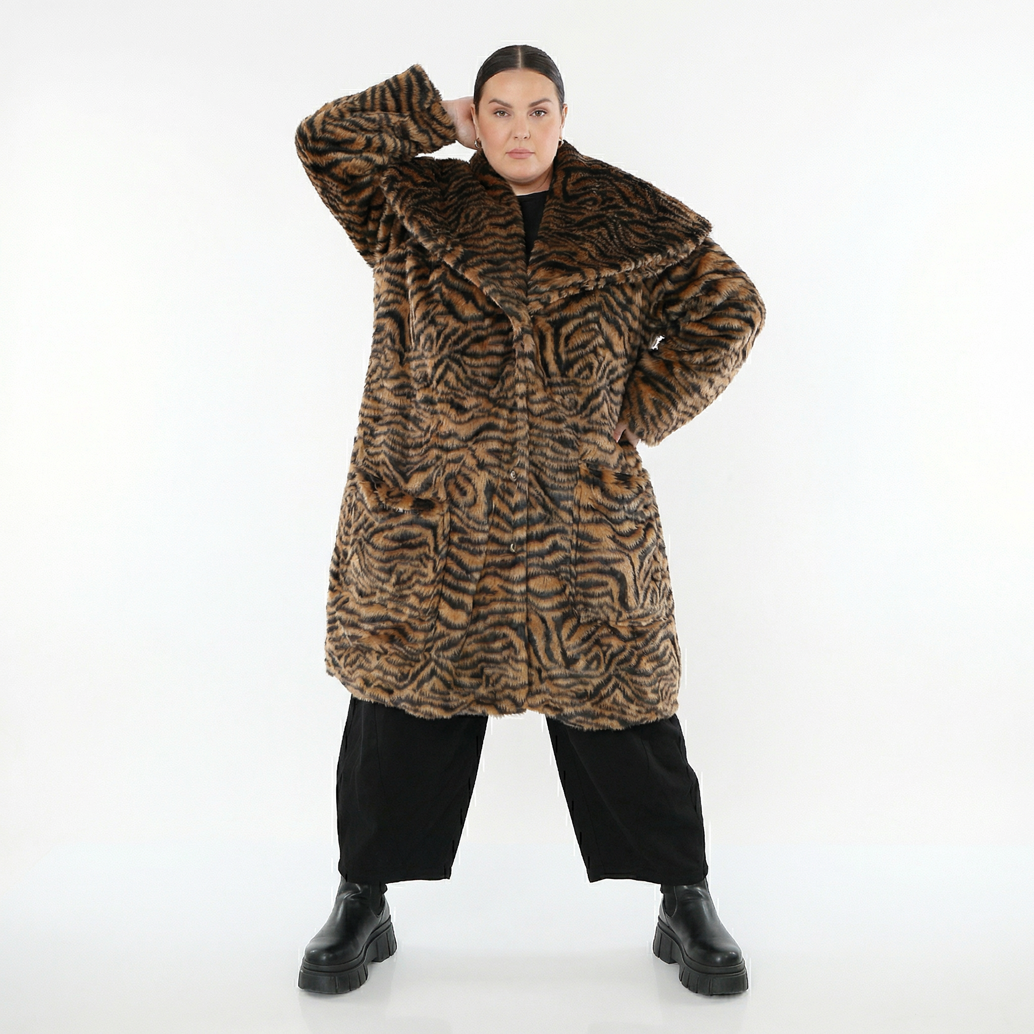 Ballonmantel von AKH Fashion aus Polyester, 1533.01776, Cognac/Schwarz, Zebra, Schick