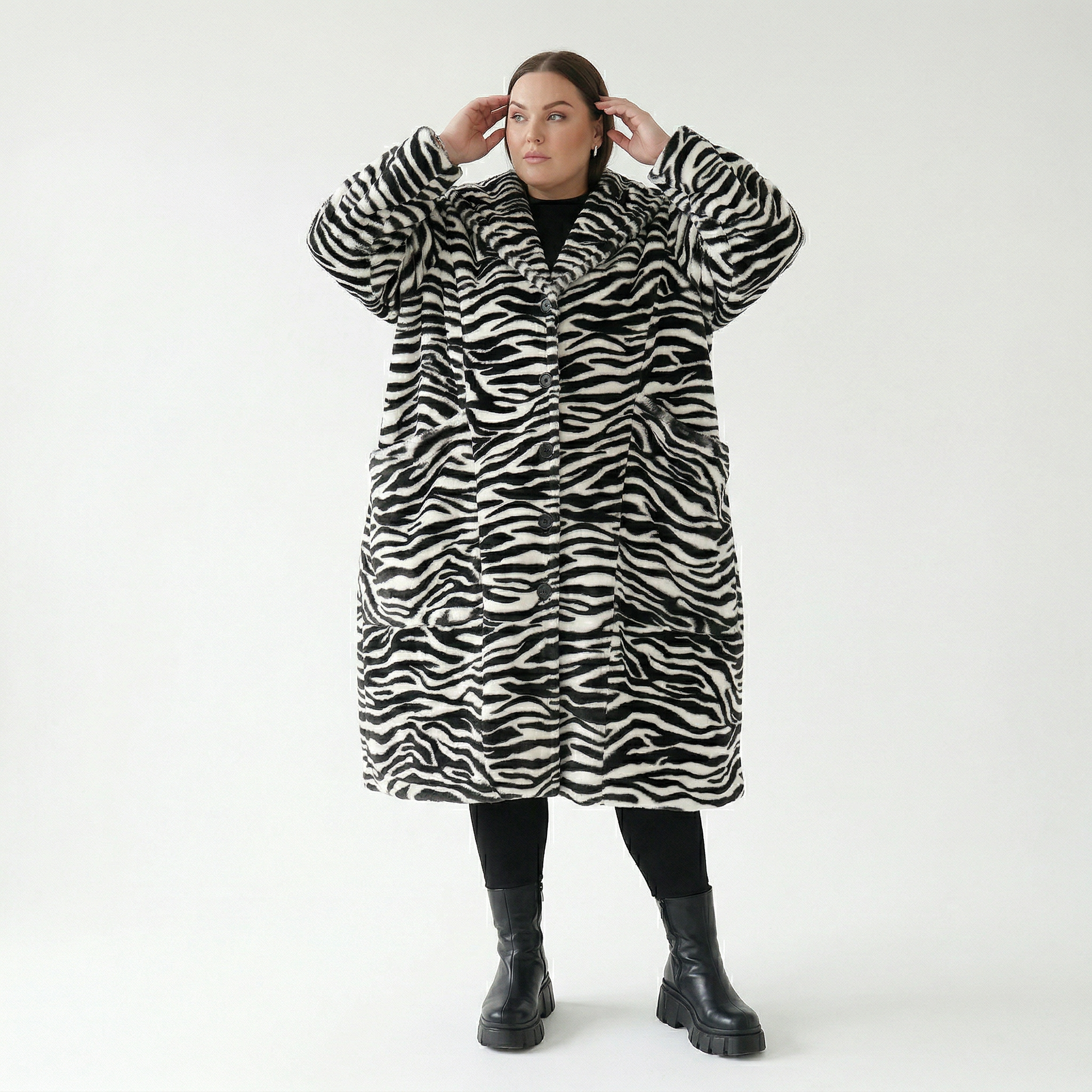  Ballonjacke von AKH Fashion aus Polyester, 1534.06889, Schwarz/Weiß, Zebra, Ausgefallen