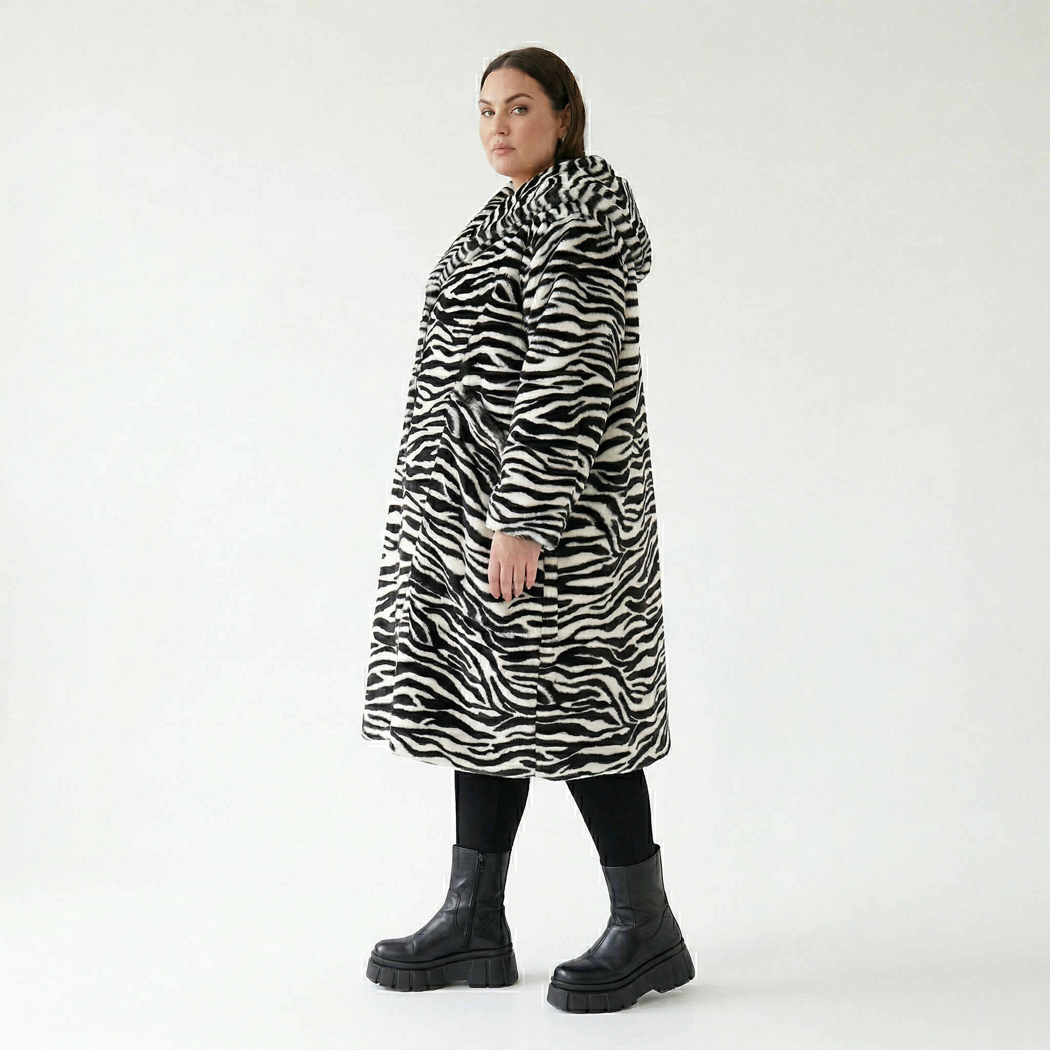  Ballonjacke von AKH Fashion aus Polyester, 1534.06889, Schwarz/Weiß, Zebra, Ausgefallen