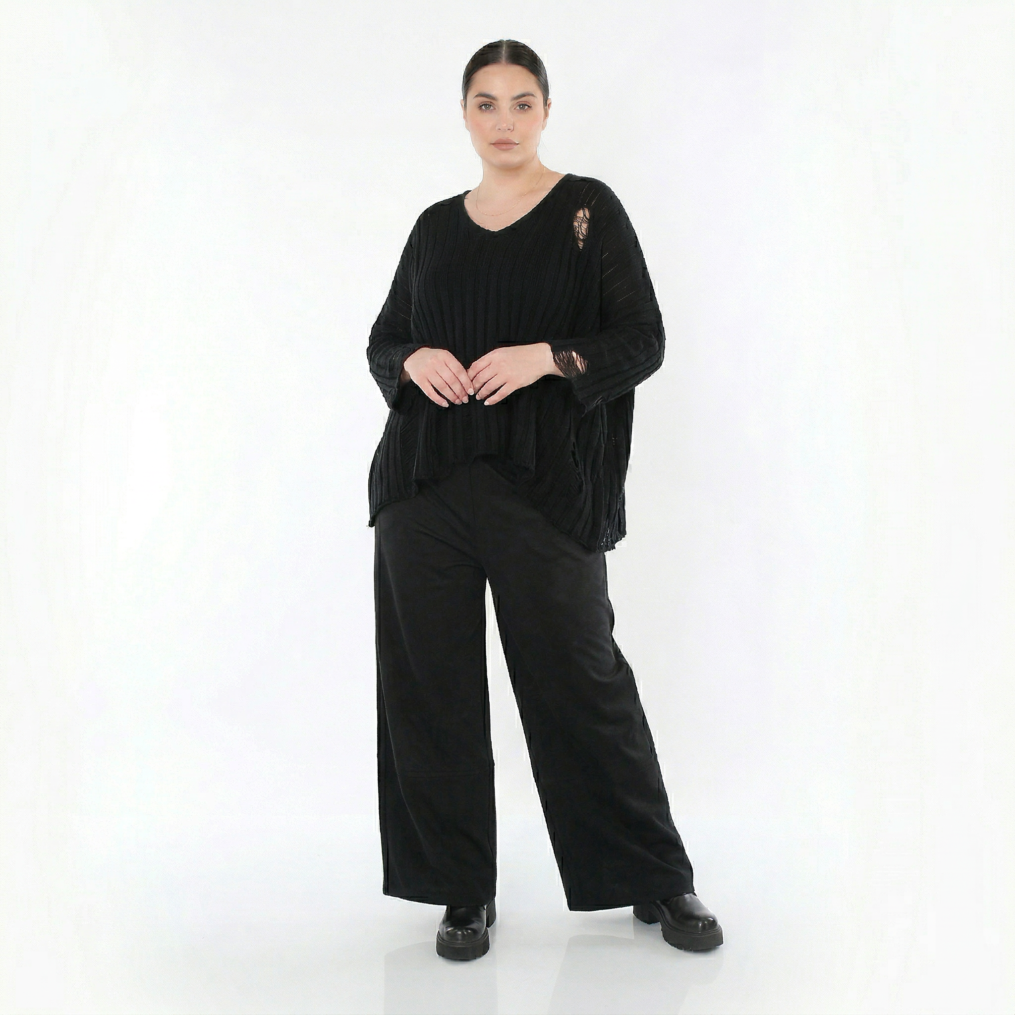  Marlene Hose von AKH Fashion aus Materialmix, 1536.00122, Schwarz, Ausgefallen, Zeitlos