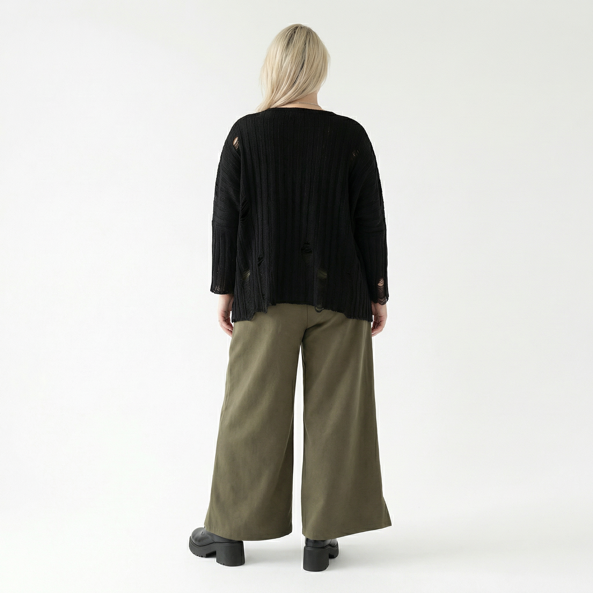  AKH Fashion Hose in gerader Form, aus Materialmix, 1536.00225, Olive, Ausgefallen, Zeitlos