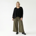  AKH Fashion Hose in gerader Form, aus Materialmix, 1536.00225, Olive, Ausgefallen, Zeitlos