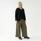  AKH Fashion Hose in gerader Form, aus Materialmix, 1536.00225, Olive, Ausgefallen, Zeitlos