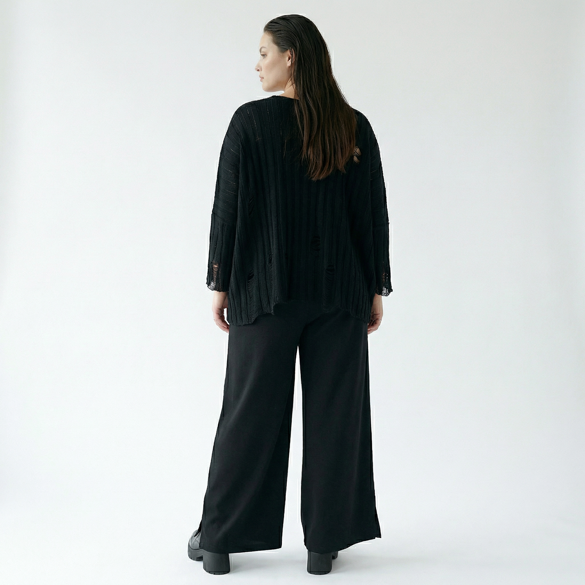  AKH Fashion Hose in gerader Form, aus Materialmix, 1536.00225, Schwarz, Ausgefallen