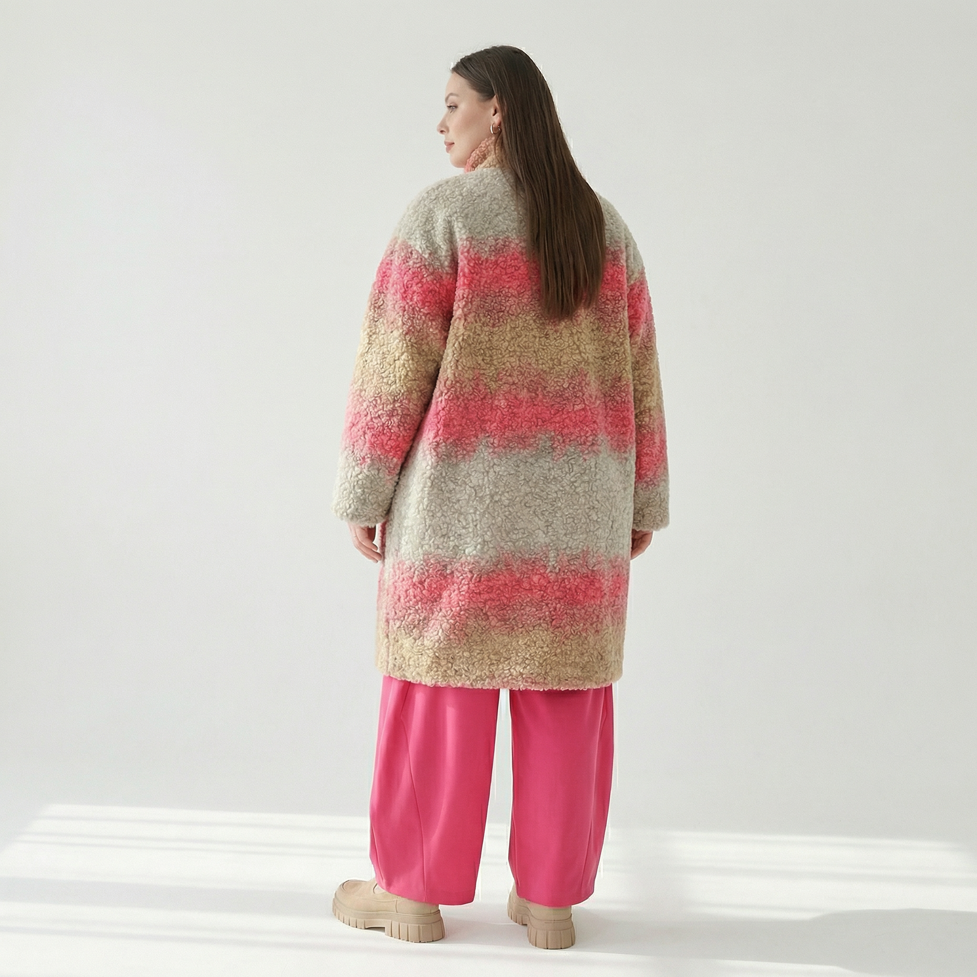  AKH Fashion Mantel in gerader Form, aus Polyester, 1543.06656, Sand/Fuchsia, TwoTone