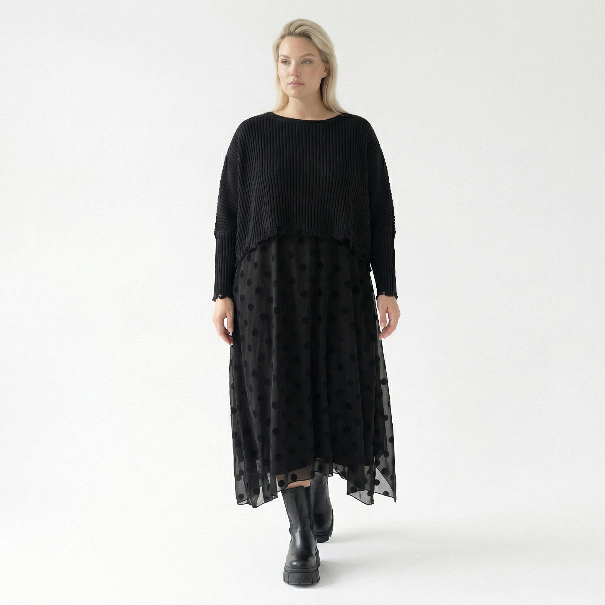 A-Form Tunika von AKH Fashion aus Polyester, 1544.05927, Schwarz, Punkte, Ausgefallen