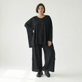  A-Form Bigshirt von AKH Fashion aus Viskose, 1545.00593, Schwarz/Blau, Kringel, Ausgefallen