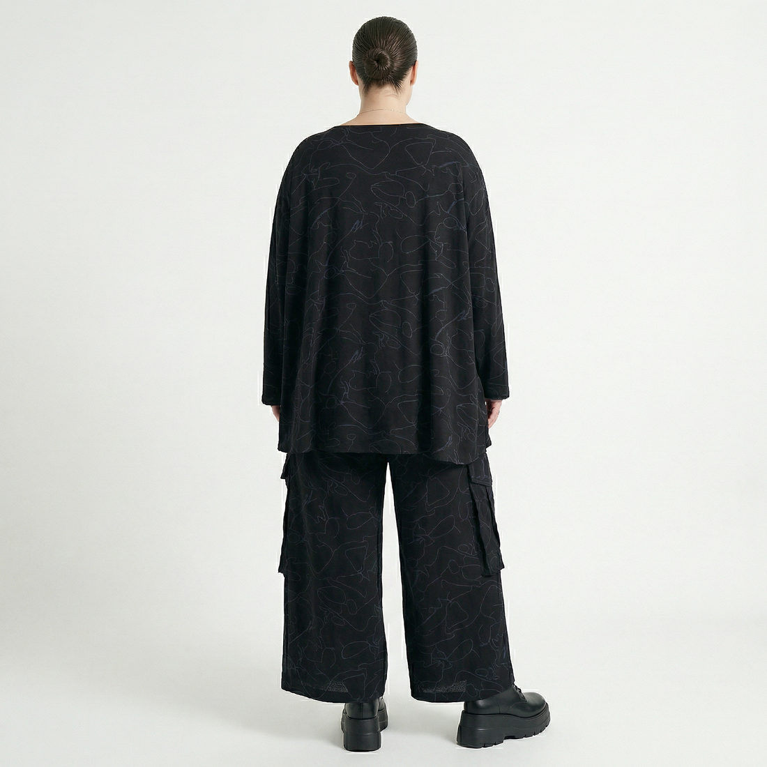  Ballonhose von AKH Fashion aus Viskose, 1545.07125, Schwarz/Blau, Kringel, Ausgefallen