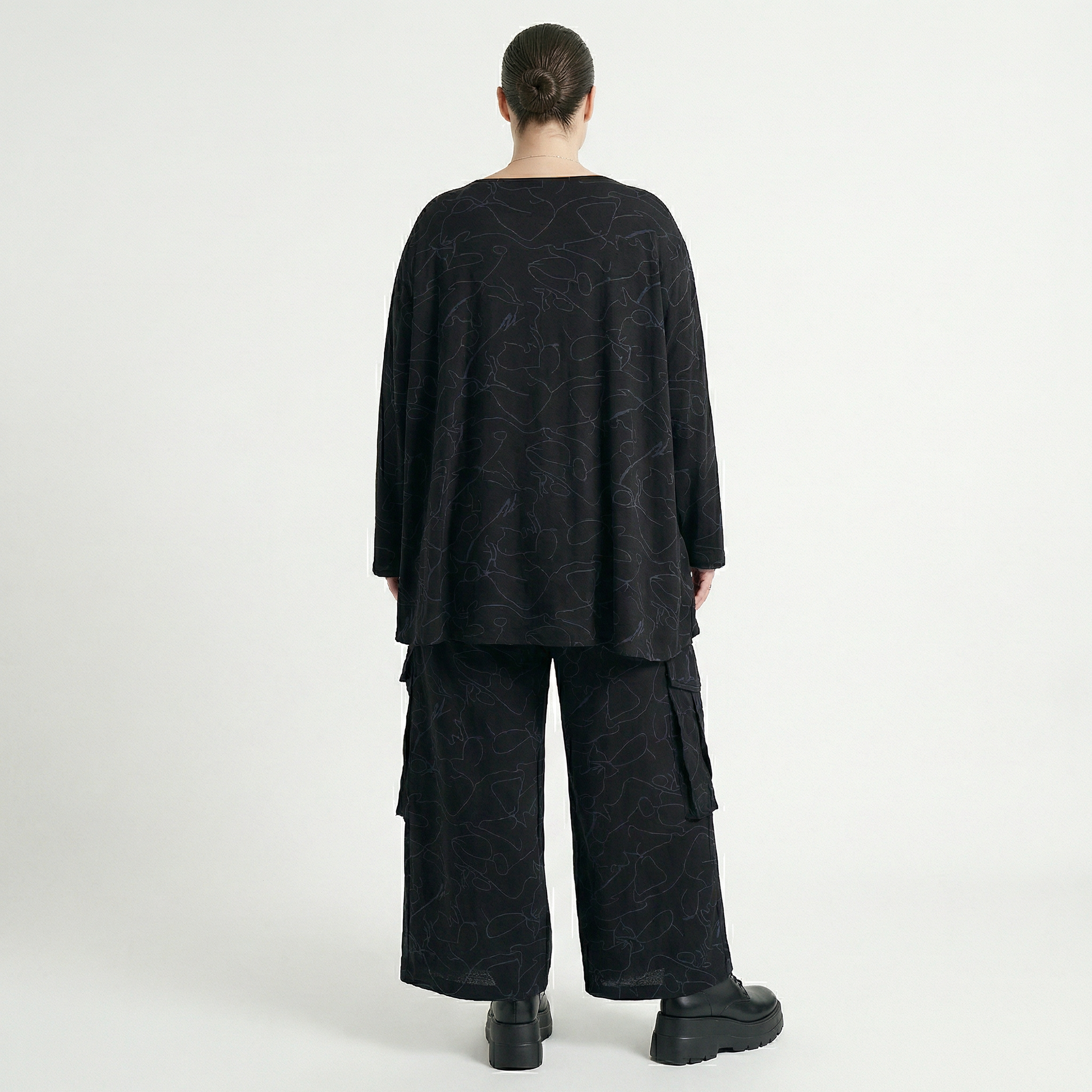  Ballonhose von AKH Fashion aus Viskose, 1545.07125, Schwarz/Blau, Kringel, Ausgefallen