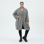  Ballonmantel von AKH Fashion aus Materialmix, 1554.07164, Grau/Blau, Kariert, Ausgefallen