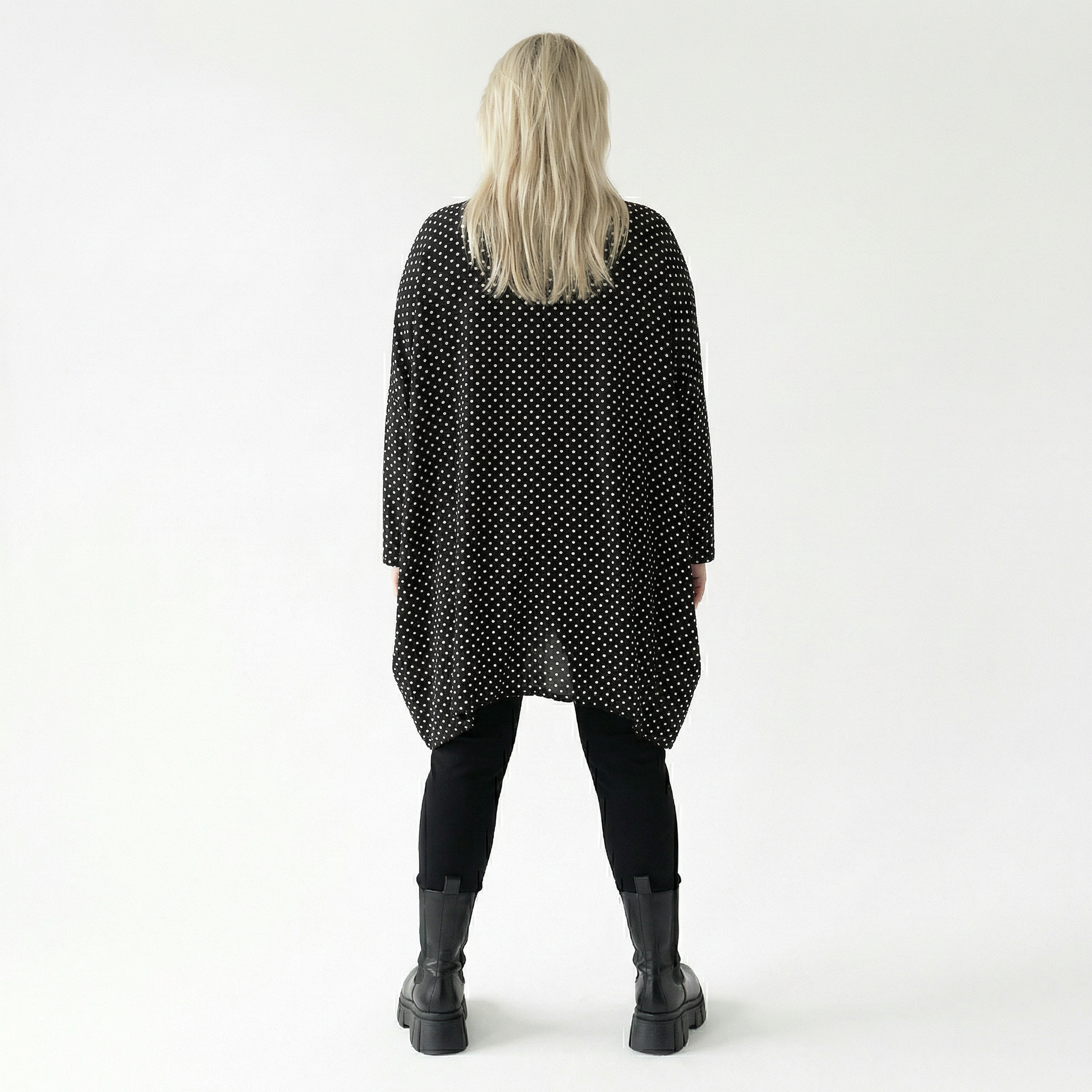  A-Form Bigshirt von AKH Fashion aus Viskose, 1557.03371, Schwarz/Weiß, Punkte, Ausgefallen