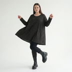  AKH Fashion Shirt in Glocken-Form, aus Viskose, 1558.01892, Schwarz/Weiß, Punkte, Schick