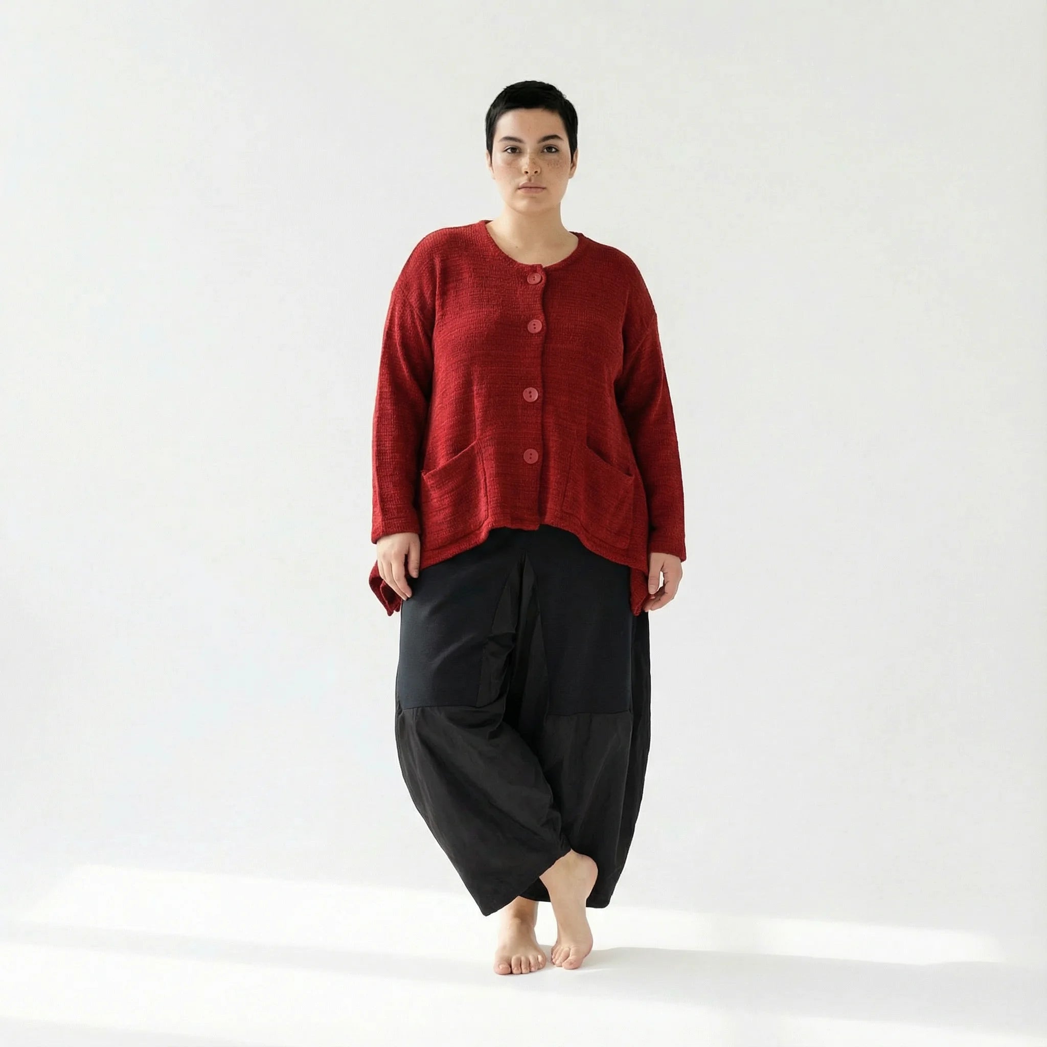 A-Form Jacke von AKH Fashion aus Viskose, 1537.00118, Bourdeaux, Meliert, Ausgefallen