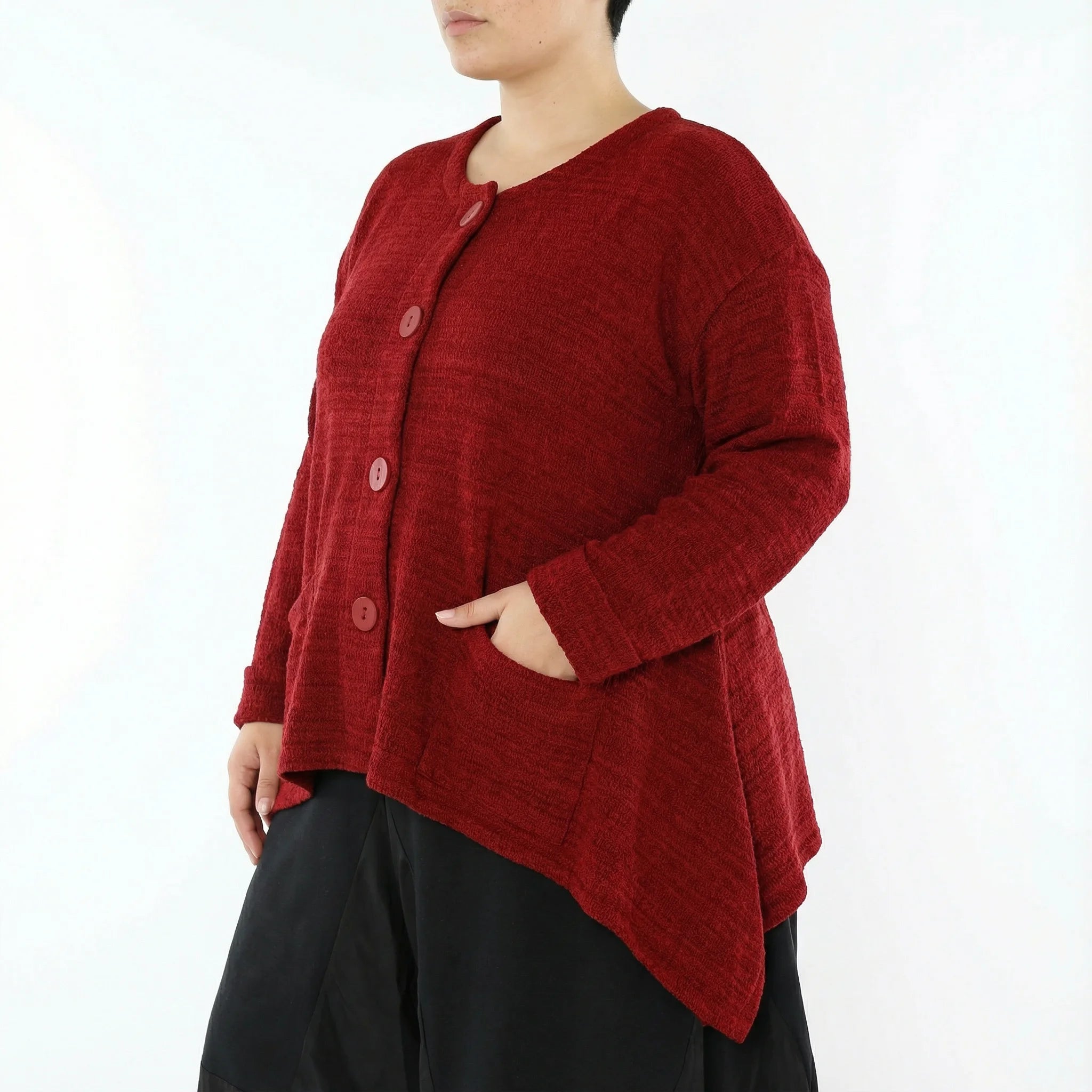 A-Form Jacke von AKH Fashion aus Viskose, 1537.00118, Bourdeaux, Meliert, Ausgefallen