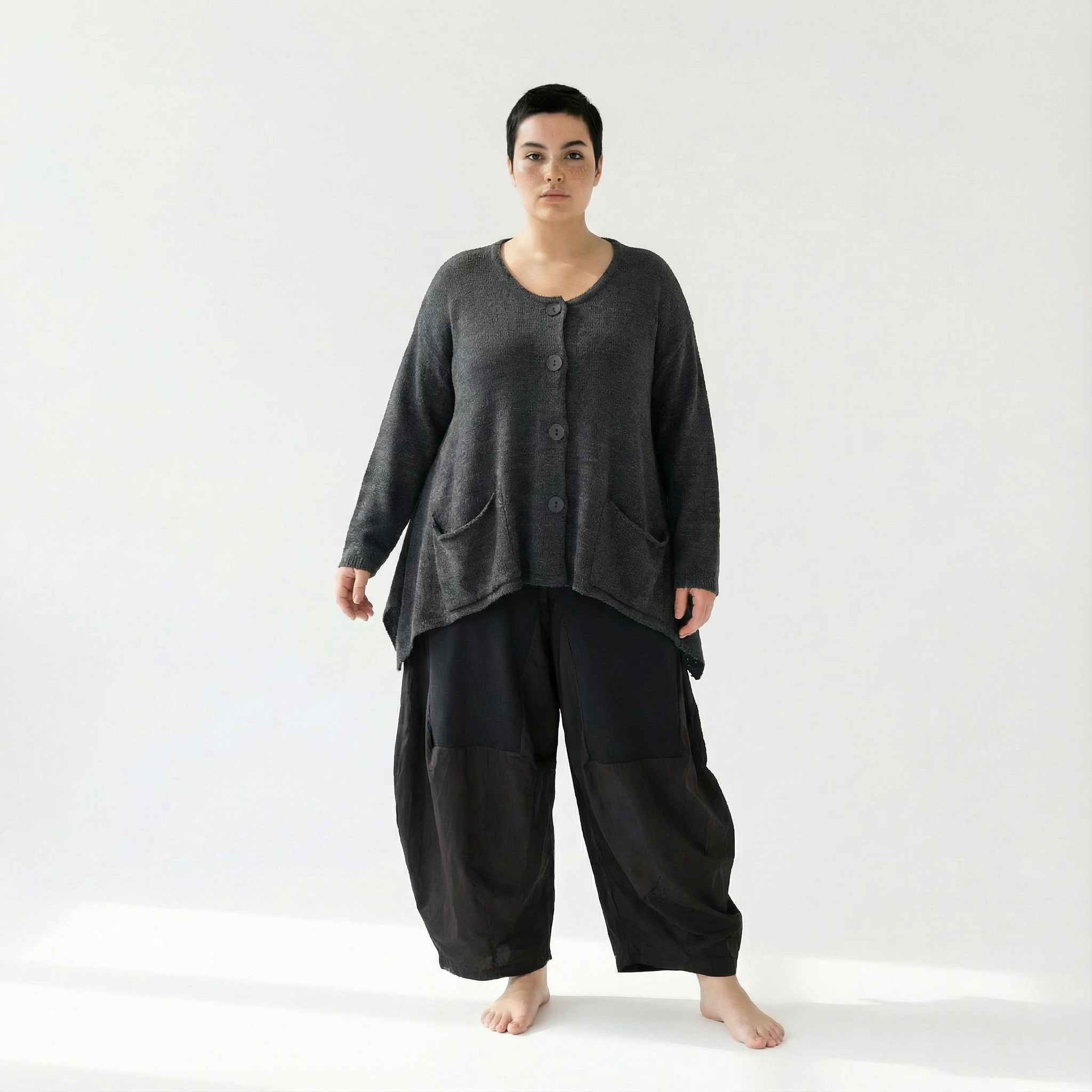 A-Form Jacke von AKH Fashion aus Viskose, 1537.00118, Dunkelgrau, Meliert, Ausgefallen