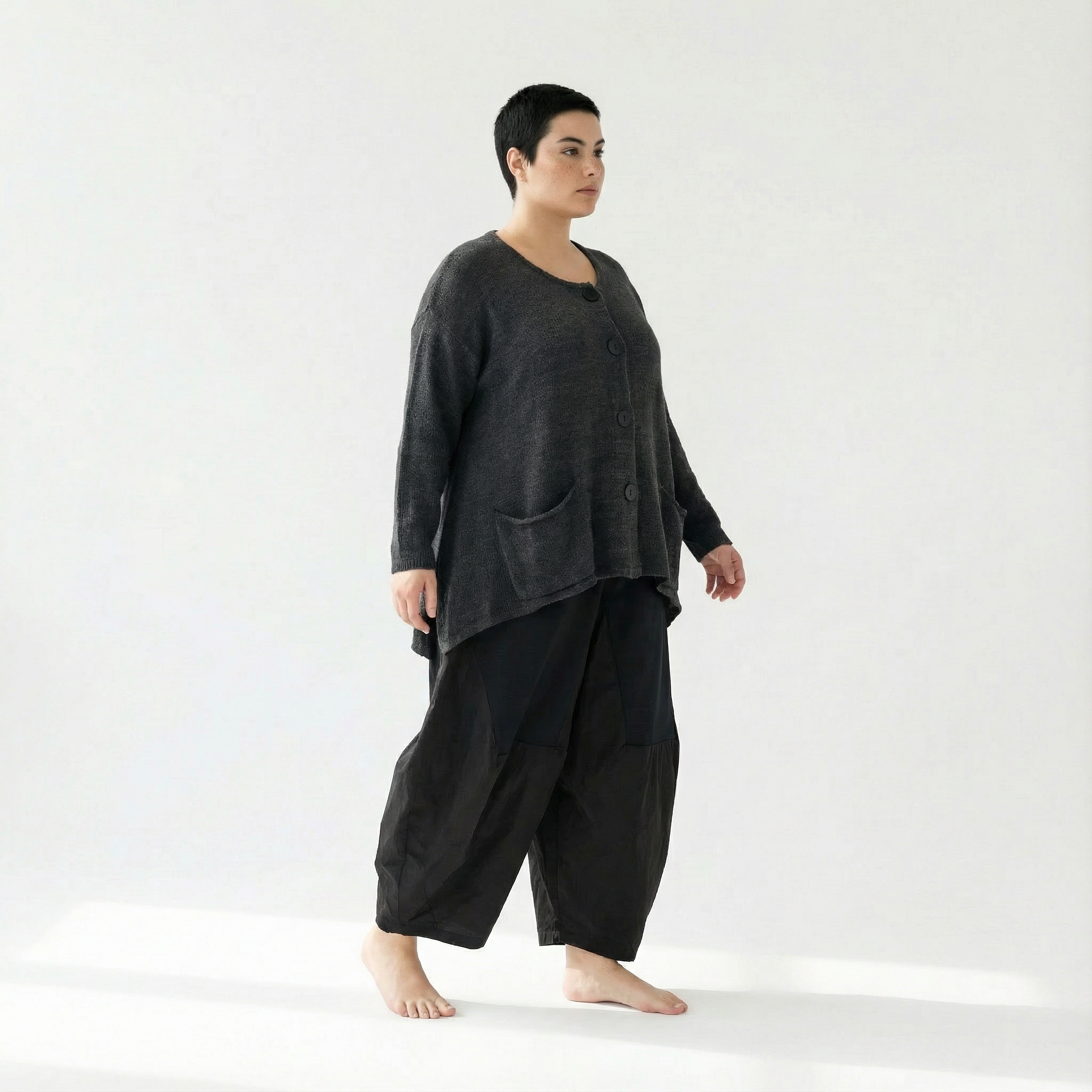 A-Form Jacke von AKH Fashion aus Viskose, 1537.00118, Dunkelgrau, Meliert, Ausgefallen