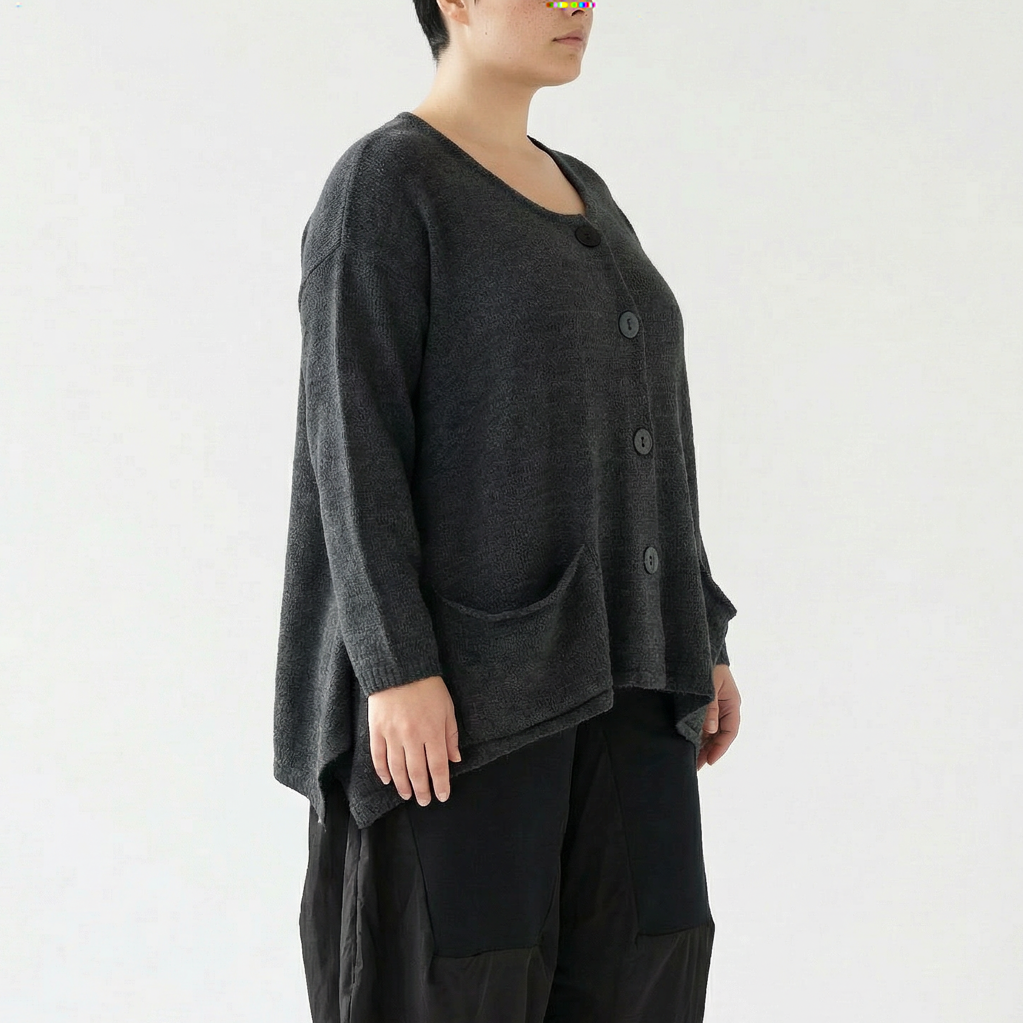 A-Form Jacke von AKH Fashion aus Viskose, 1537.00118, Dunkelgrau, Meliert, Ausgefallen