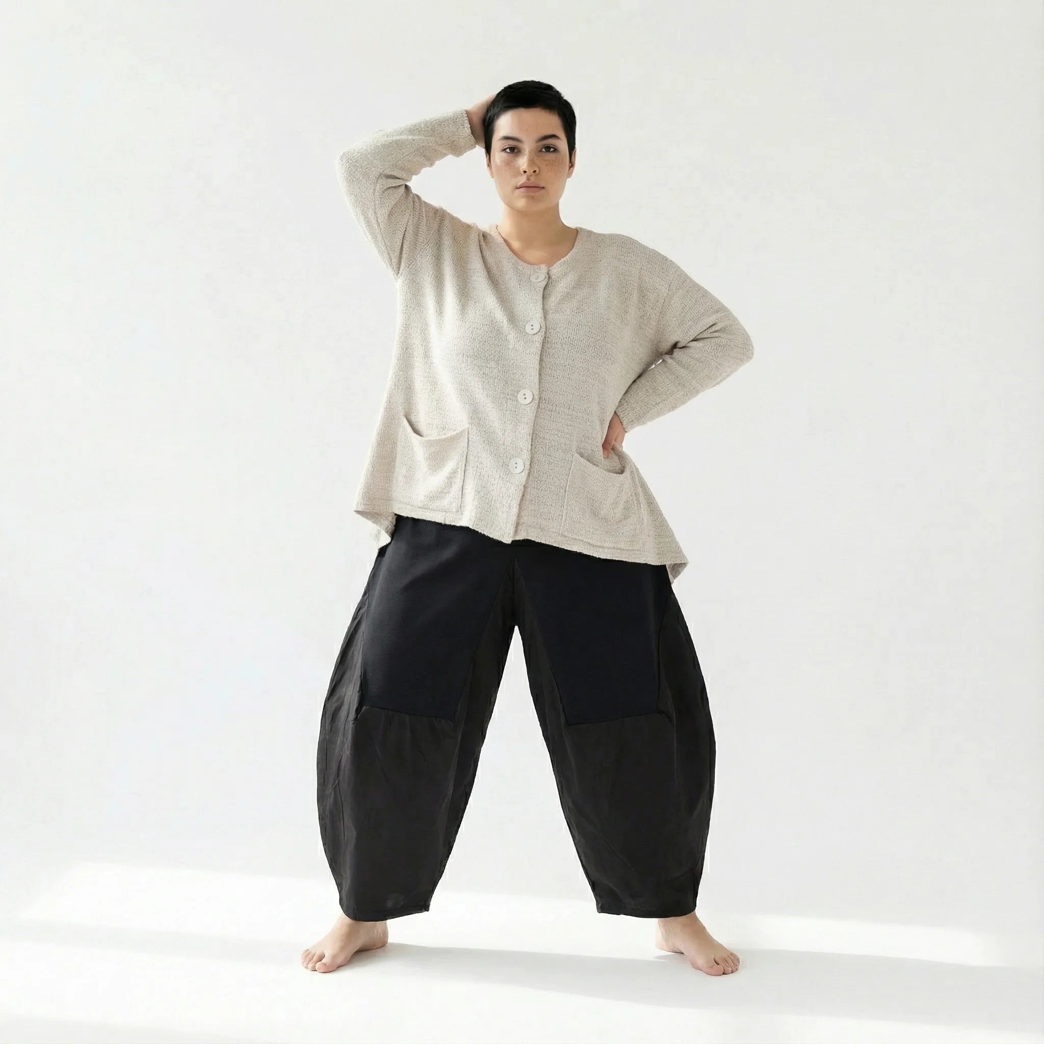  A-Form Jacke von AKH Fashion aus Viskose, 1537.00118, Ecru, Meliert, Ausgefallen, Zeitlos