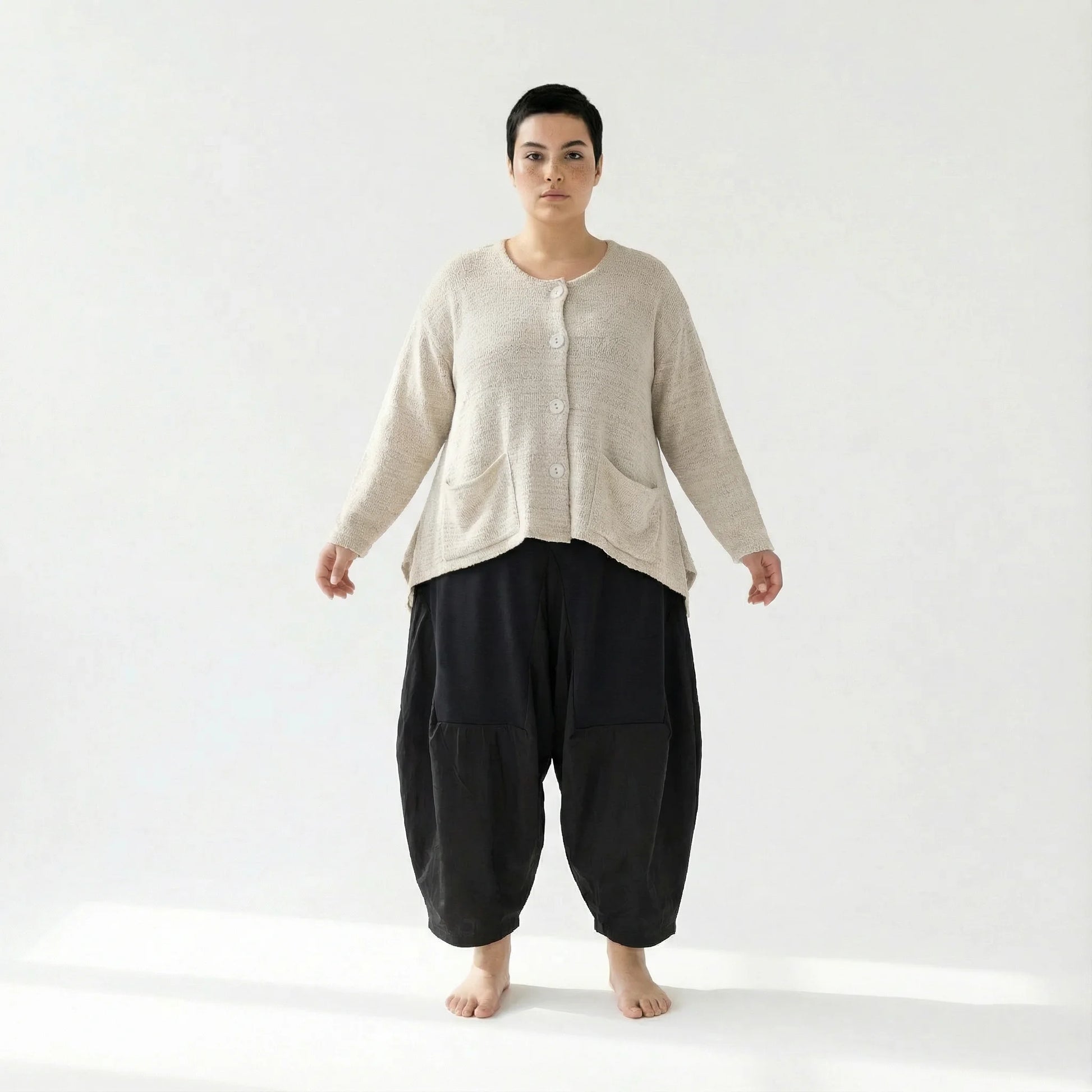  A-Form Jacke von AKH Fashion aus Viskose, 1537.00118, Ecru, Meliert, Ausgefallen, Zeitlos