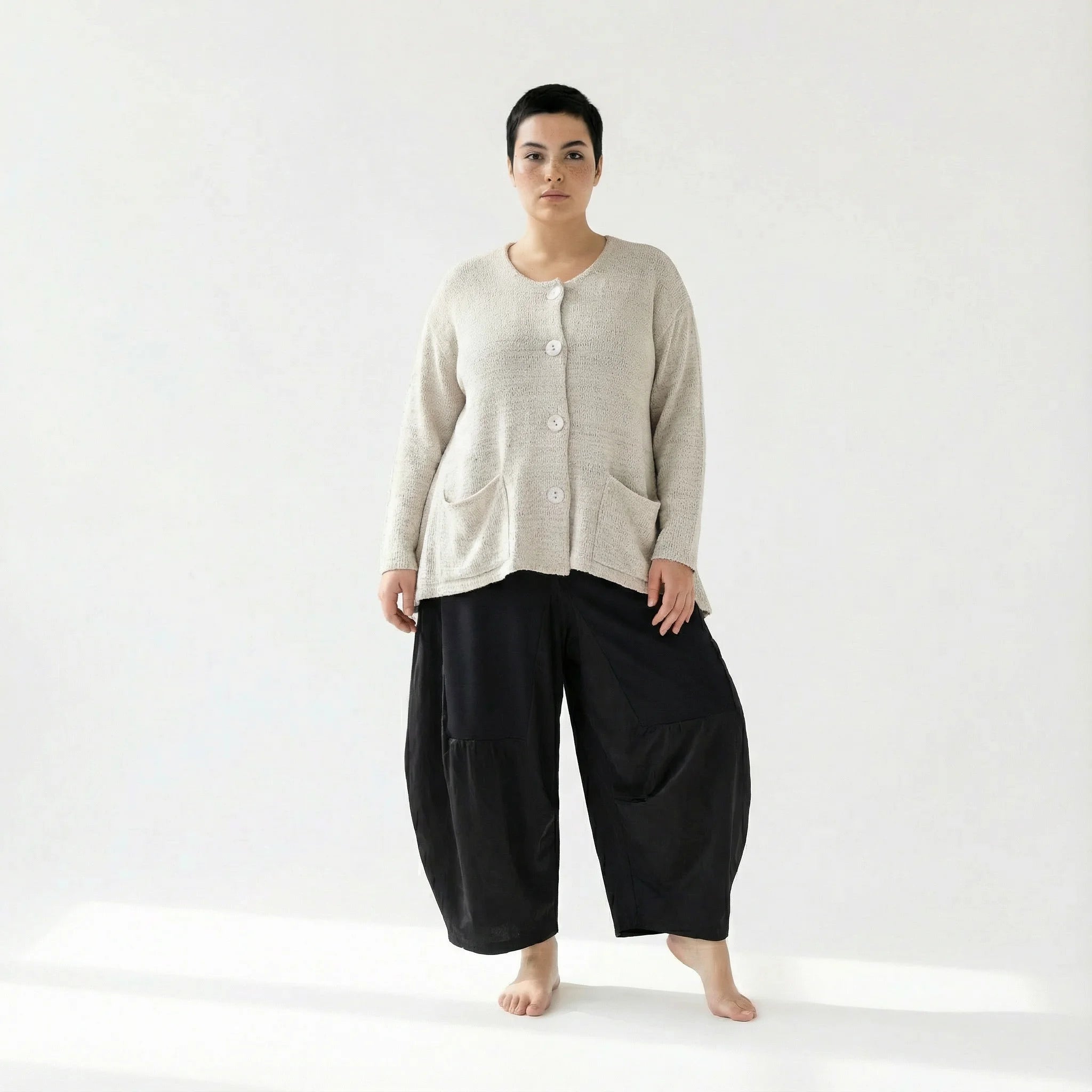  A-Form Jacke von AKH Fashion aus Viskose, 1537.00118, Ecru, Meliert, Ausgefallen, Zeitlos