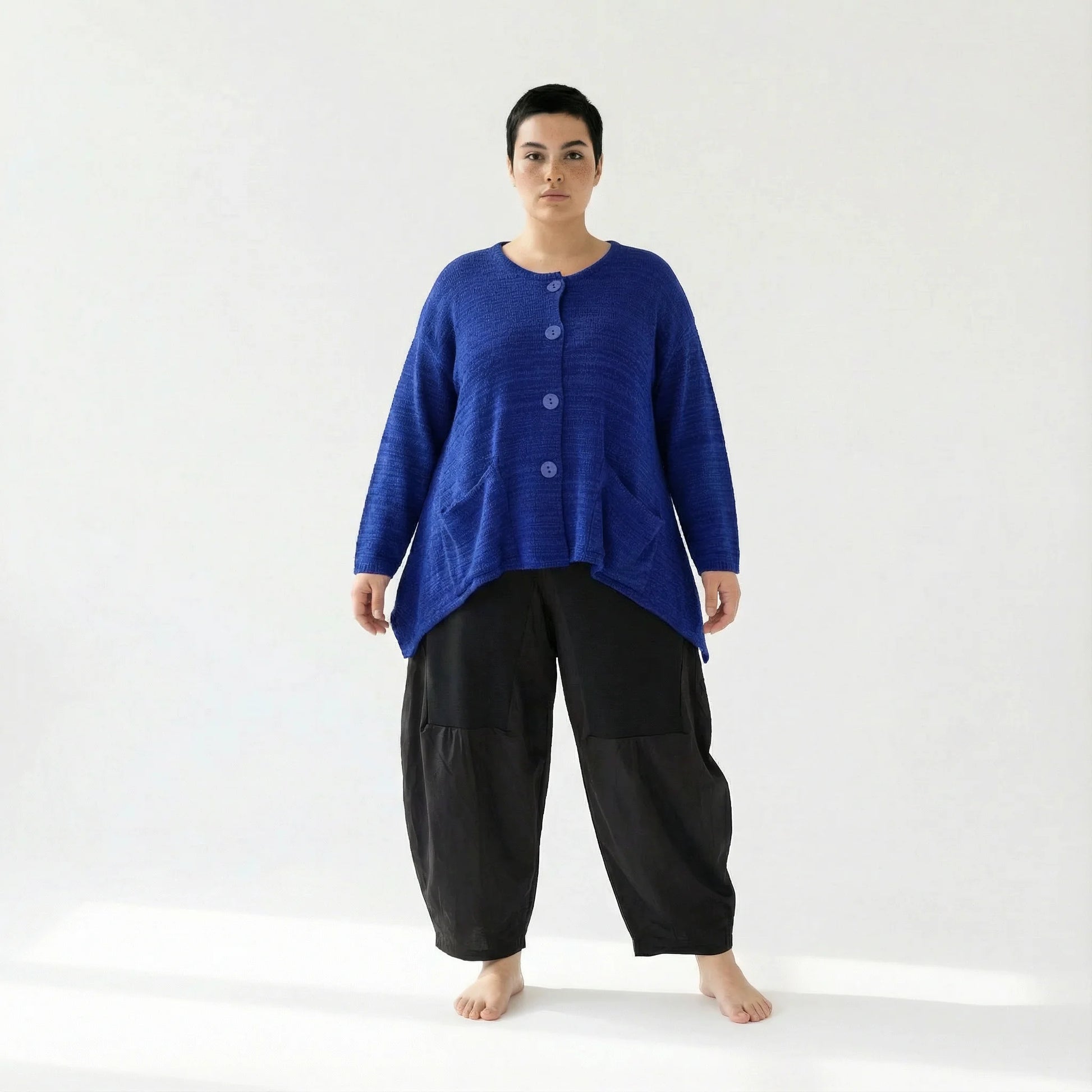  A-Form Jacke von AKH Fashion aus Viskose, 1537.00118, Royalblau, Meliert, Ausgefallen