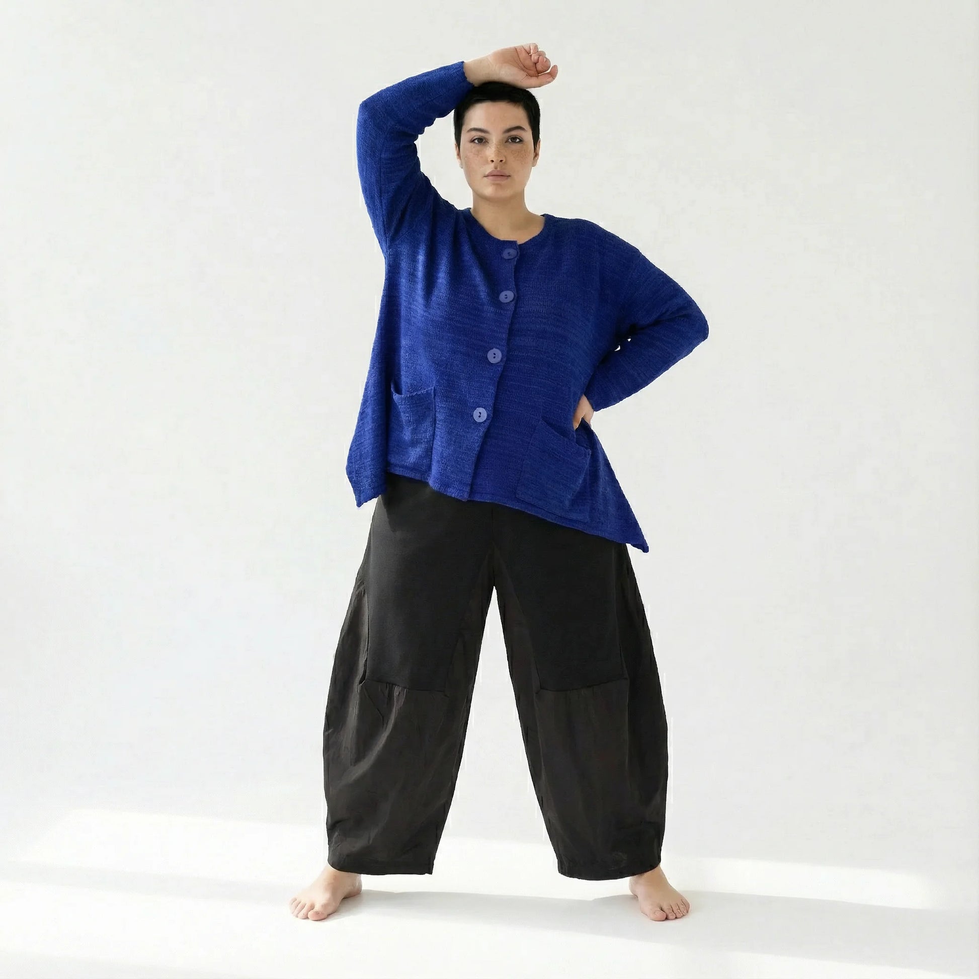  A-Form Jacke von AKH Fashion aus Viskose, 1537.00118, Royalblau, Meliert, Ausgefallen