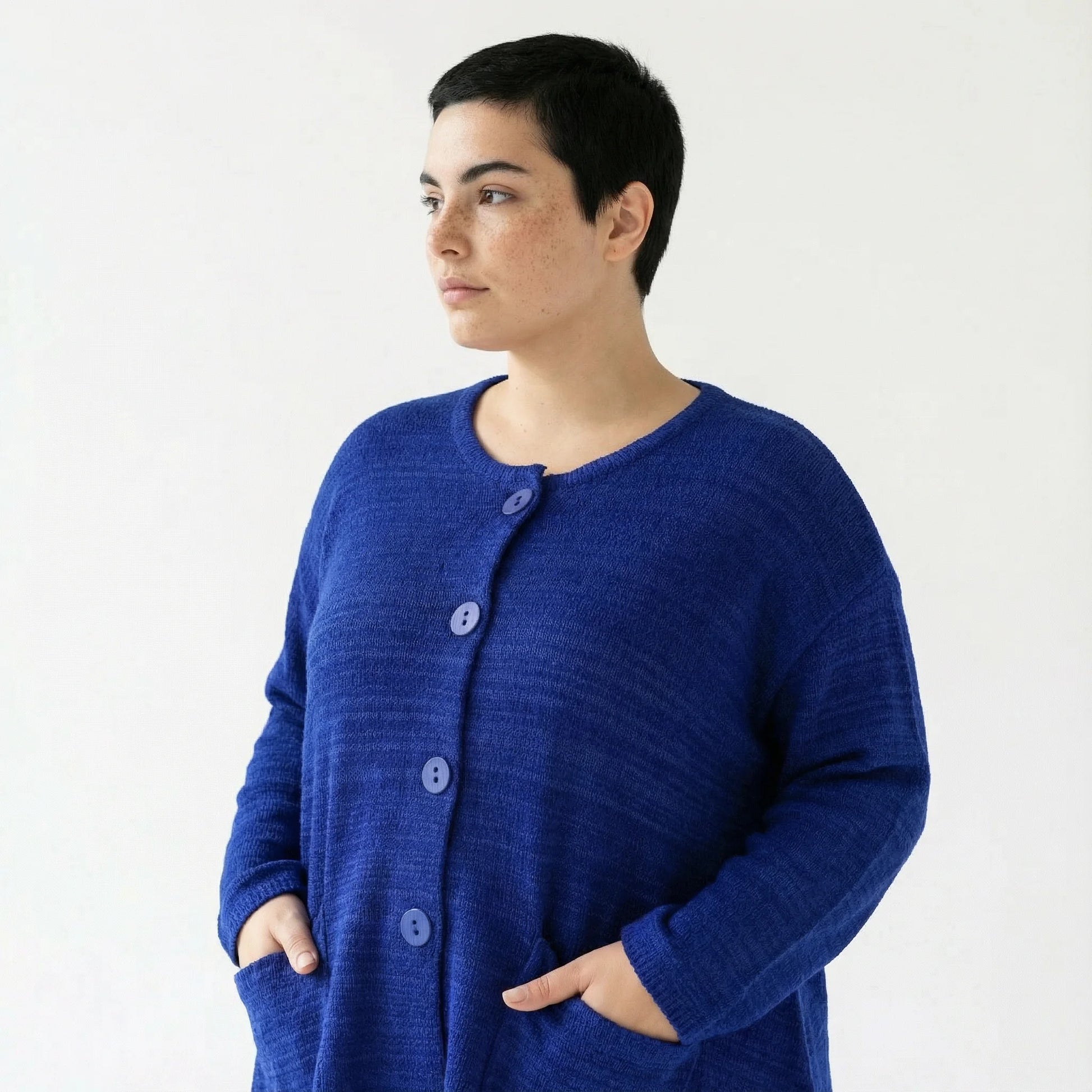  A-Form Jacke von AKH Fashion aus Viskose, 1537.00118, Royalblau, Meliert, Ausgefallen